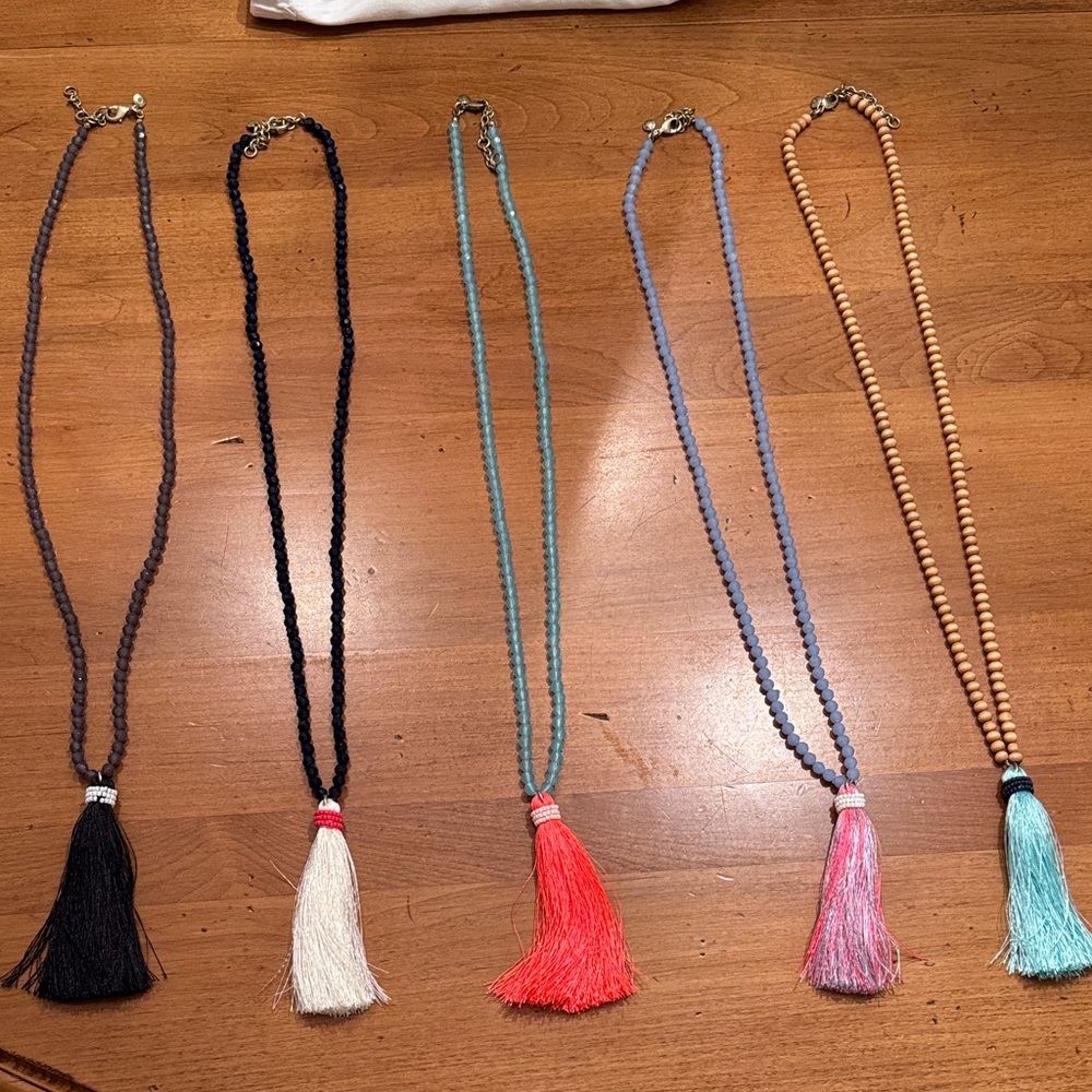 J. Crew Vibrant Tassel Necklace set of 5
